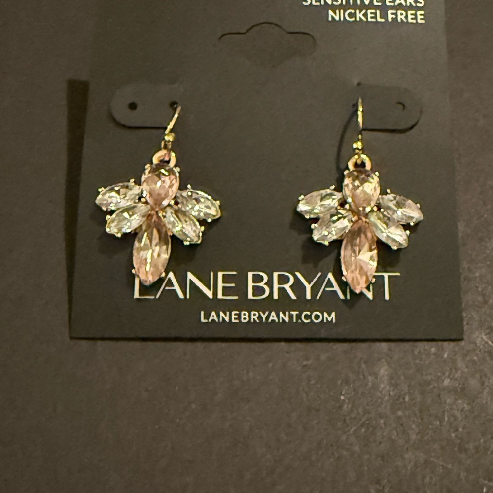 Lane Bryant Gold and Pink Crystal Earrings
